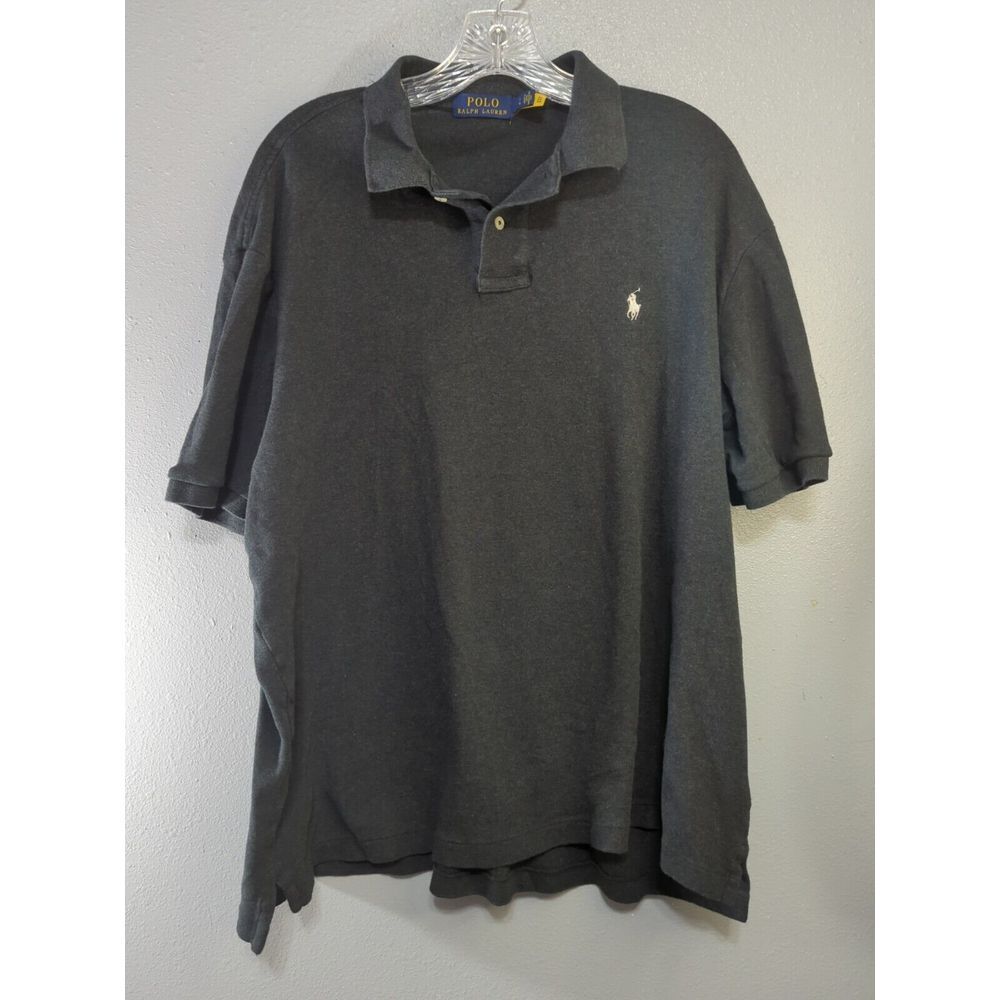 Polo By Ralph Lauren Charcoal Gray Short Sleeve Polo Shirt Size Large 639